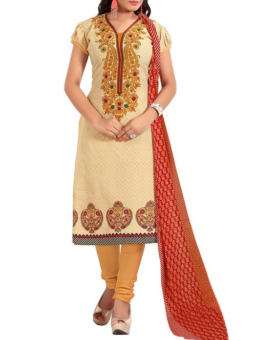 yellow printed unstitched suit set - 9777146 - Very Small Image - 1