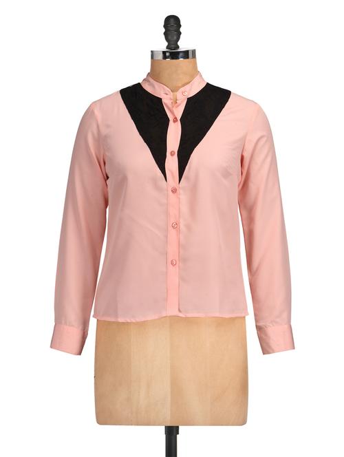 marilyn lace color block peach top - 977790 - Very Small Image - 1