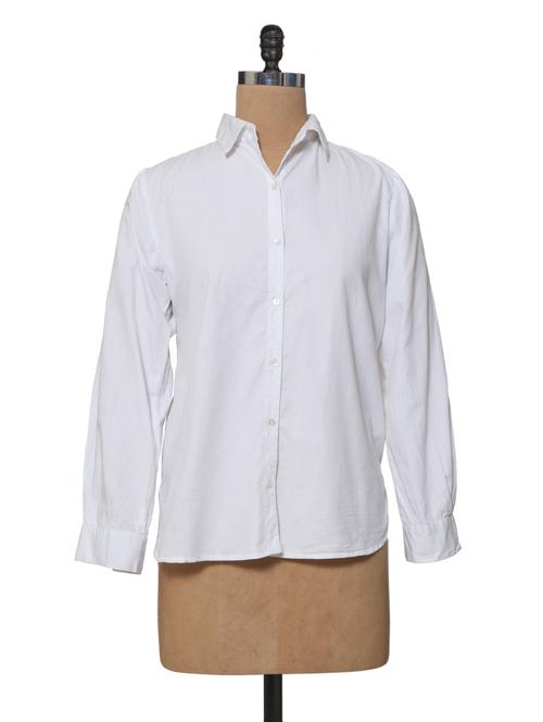 white asymmetric cotton shirt - 977801 - Very Small Image - 1