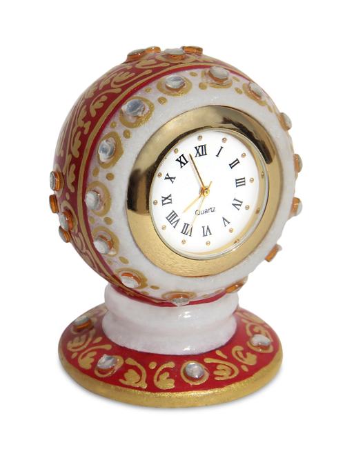 handicrafts paradise marble red color table clock - 9779007 - Very Small Image - 1