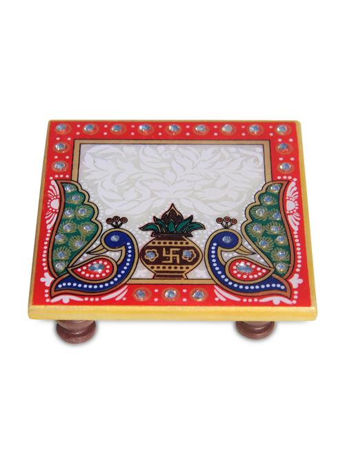 handicrafts paradise marble puja chowki hpmr15077 - 9779225 - Very Small Image - 1