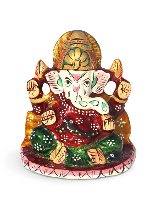 handicrafts paradise metal enamelled sitting ganesha - 9779277 - Very Small Image - 1