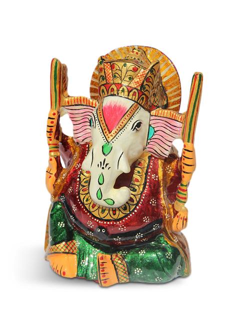 handicrafts paradise metal enamelled round sitting ganesha - 9779286 - Very Small Image - 1