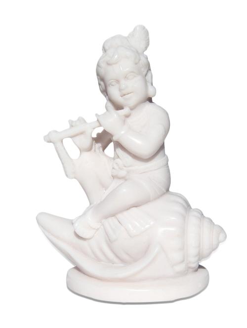 handicrafts paradise sitting krishna on shell wm15042 - 9779387 - Very Small Image - 1