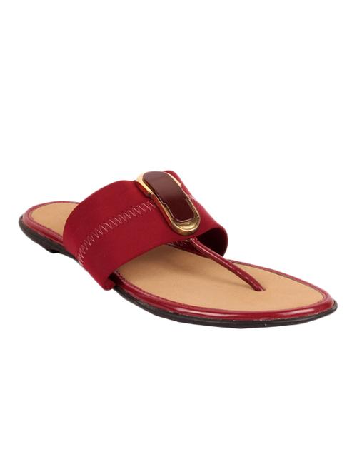 maroon leatherette flat sandals - 9780831 - Very Small Image - 1