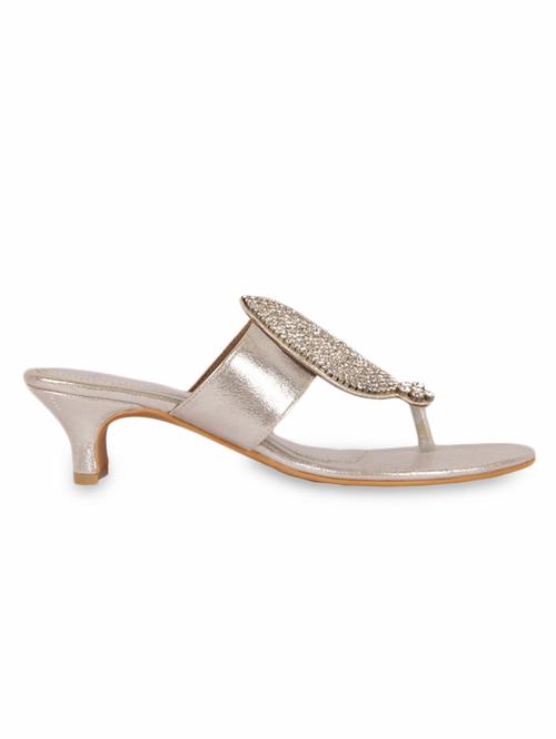 silver leatherette heel sandals - 9780936 - Very Small Image - 1