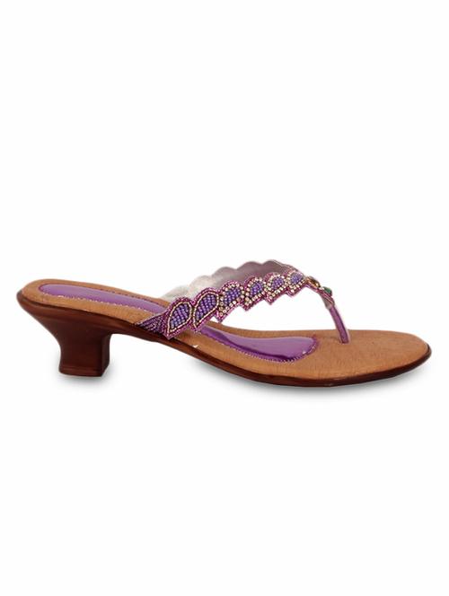 purple leatherette heel sandals - 9781002 - Very Small Image - 1