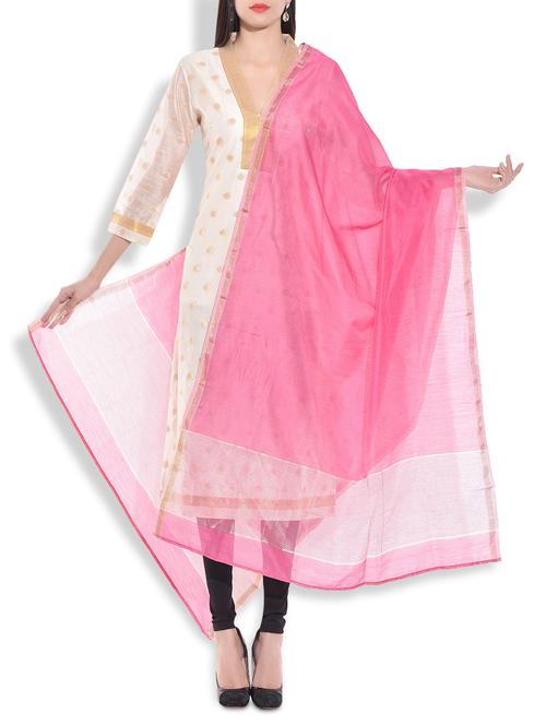 tagaai fuchsia chanderi silk stole - 9781214 - Very Small Image - 1