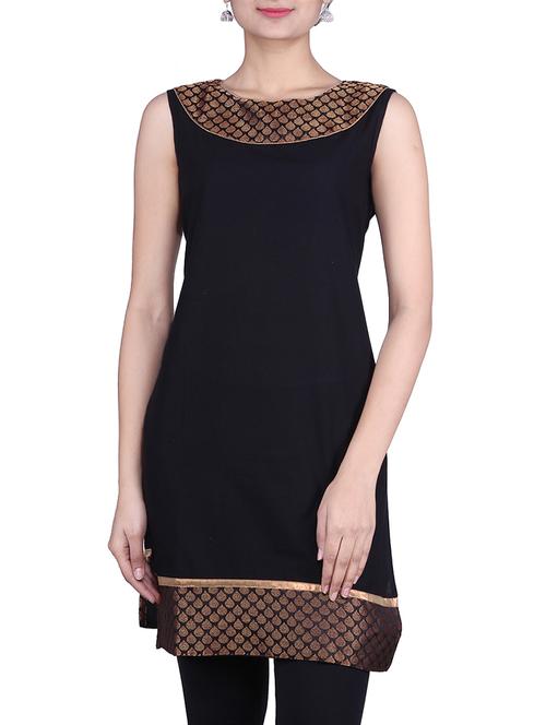 BLACK COTTON kurta - 9781897 - Very Small Image - 1