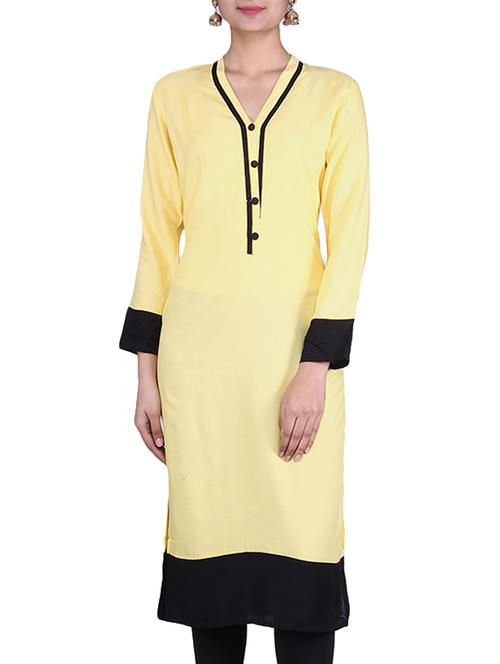 YELLOW RAYON kurta - 9781921 - Very Small Image - 1