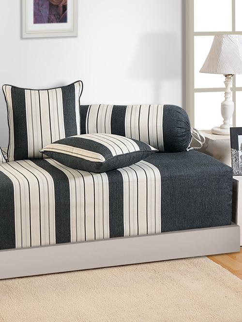 printed stripes diwan set (set of 6 pcs) - 978333 - Very Small Image - 1