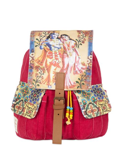 backpack with radhe krishna printed flap - 978643 - Very Small Image - 1