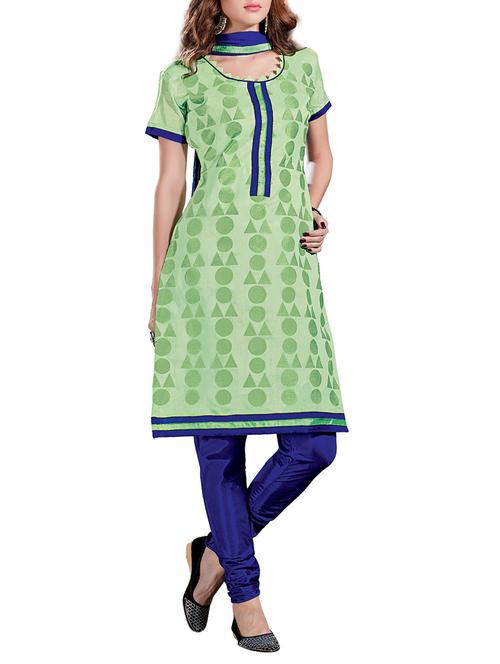 light green chanderi embroidered dress material - 9787330 - Very Small Image - 1