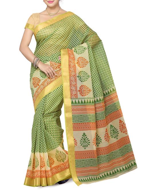 multicolor cotton saree with blouse - 9791530 - Very Small Image - 1