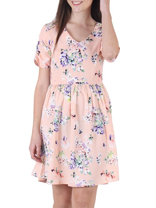 pink polycrepe printed dress - 9797879 - Very Small Image - 1