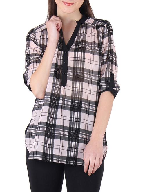 checked roll up sleeved tunic - 9797886 - Very Small Image - 1
