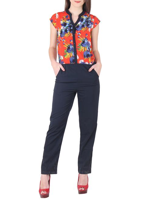 multicolor polycrepe printed jumpsuit - 9797896 - Very Small Image - 1