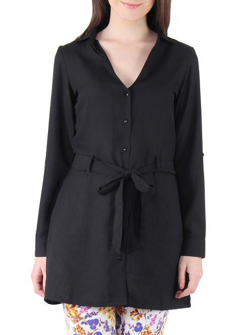 black polyester solid tunic - 9797899 - Very Small Image - 1