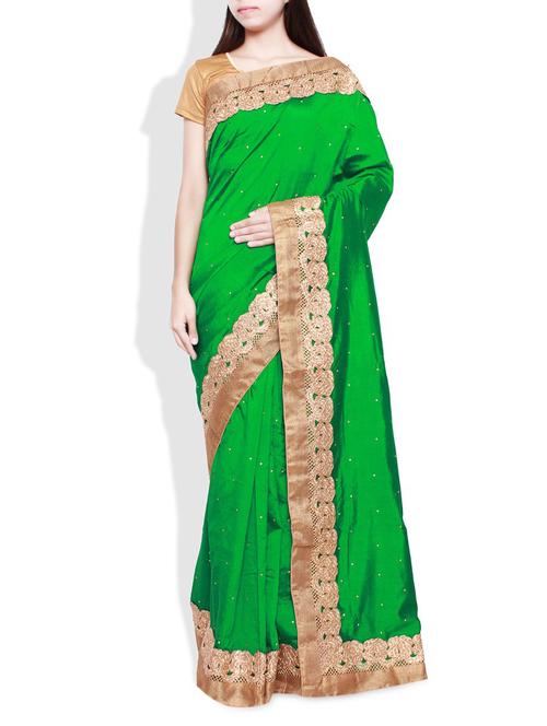 green art silk saree - 9800272 - Very Small Image - 1