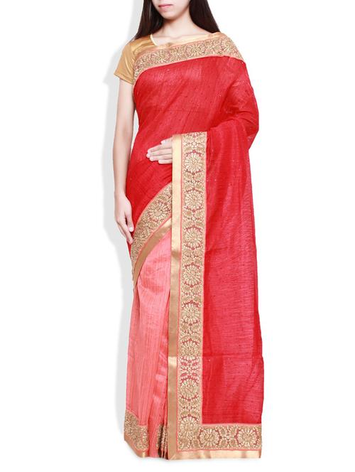red art silk saree - 9800298 - Very Small Image - 1