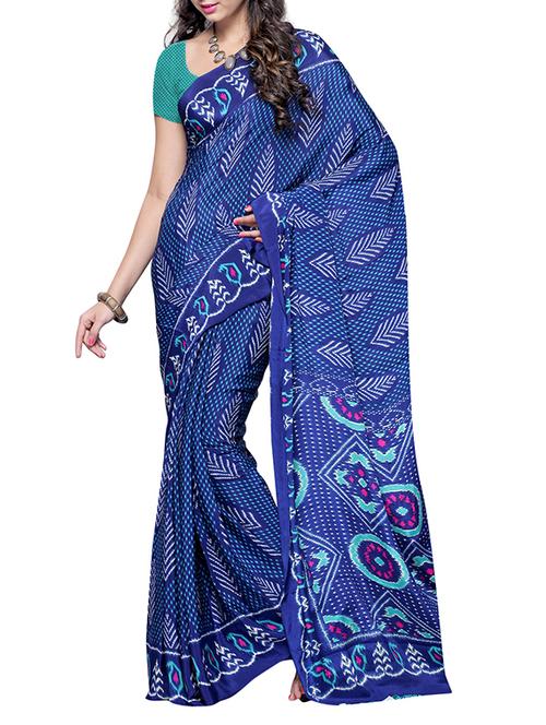 poly crepe printed saree - 9801964 - Very Small Image - 1