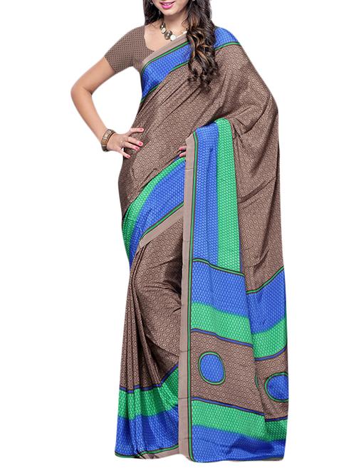 poly crepe printed saree - 9801973 - Very Small Image - 1