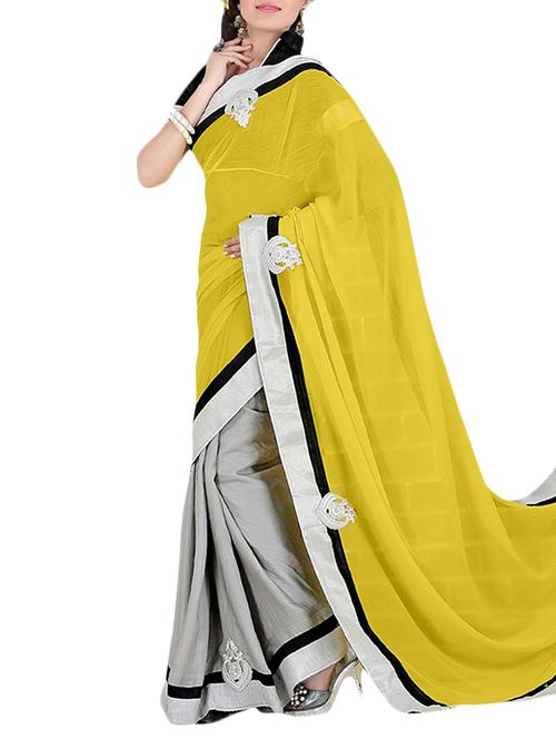 chiffon patchwork saree - 9801982 - Very Small Image - 1