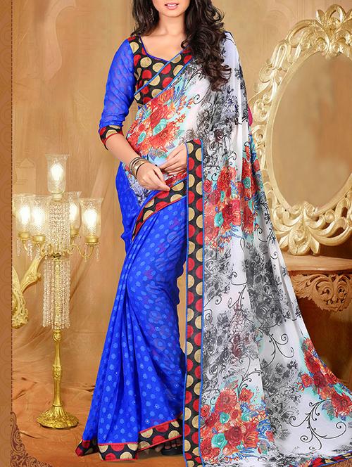chiffon jacquard
printed saree - 9801985 - Very Small Image - 1