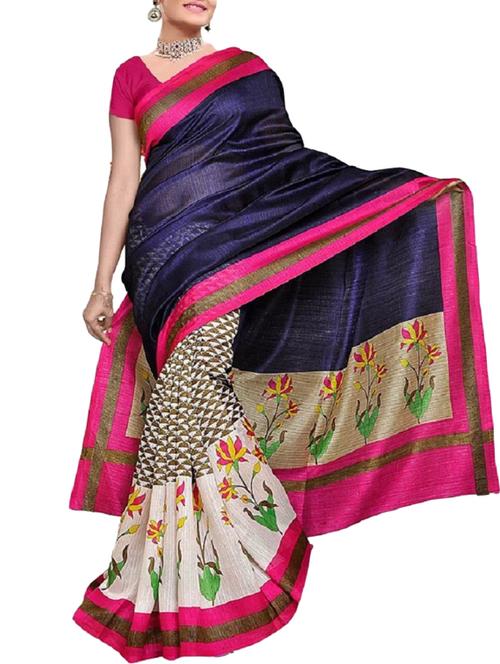 multi bhagalpuri silk saree - 9804057 - Very Small Image - 1