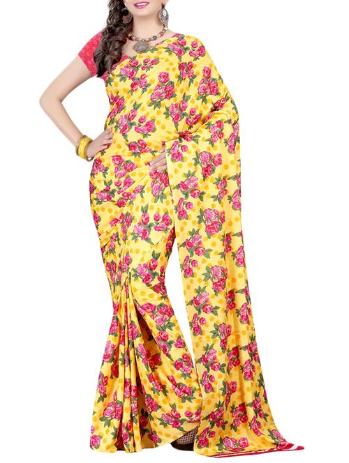 yellow georgette saree - 9804067 - Very Small Image - 1
