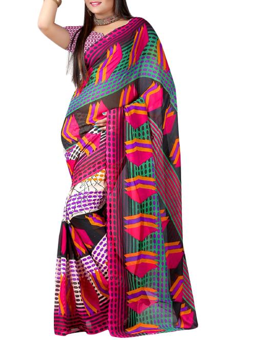 multi georgette saree - 9804072 - Very Small Image - 1