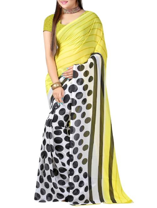 yellow & black georgette saree - 9804073 - Very Small Image - 1