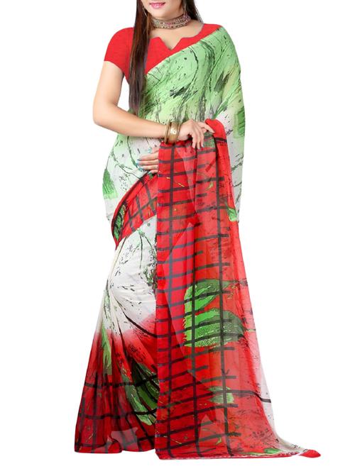 multi georgette saree - 9804076 - Very Small Image - 1