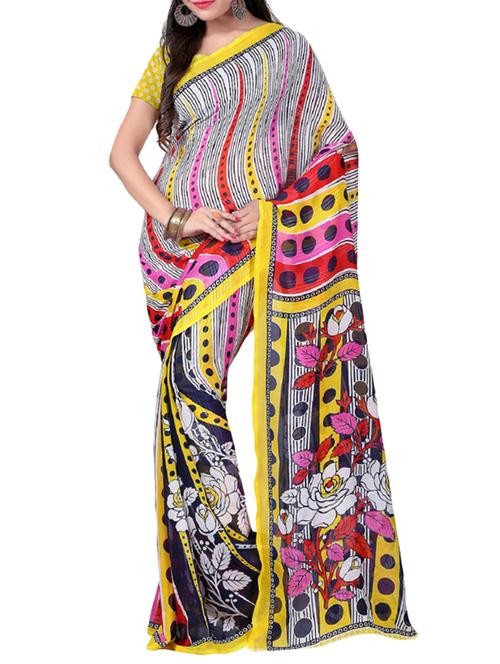 multi georgette saree - 9804080 - Very Small Image - 1