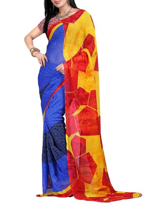 multi georgette saree - 9804082 - Very Small Image - 1