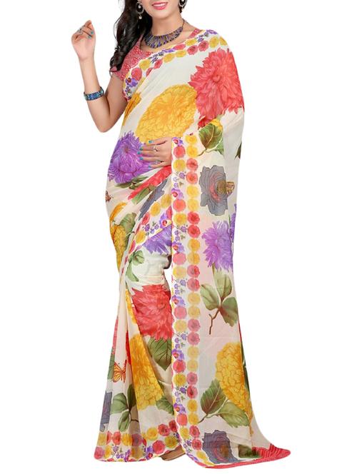 multi georgette saree - 9804088 - Very Small Image - 1