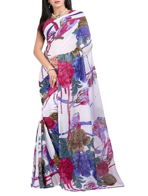 multi georgette saree - 9804120 - Very Small Image - 1