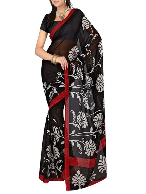 black georgette saree - 9804122 - Very Small Image - 1