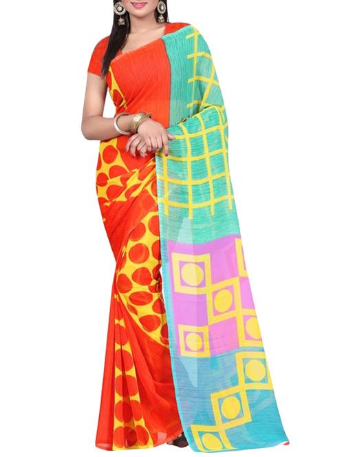multi georgette saree - 9804138 - Very Small Image - 1