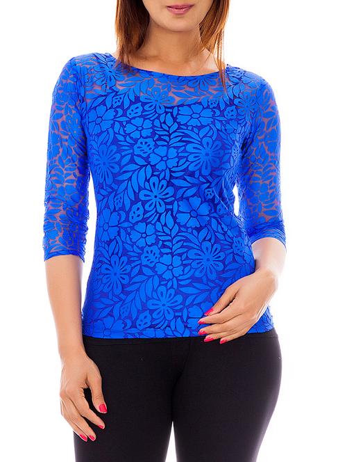 blue poly blend top - 9807108 - Very Small Image - 1