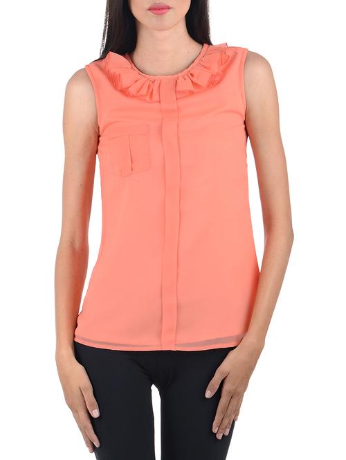 orange poly georgette top - 9807137 - Very Small Image - 1