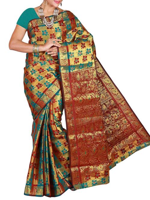 multicolor kanchipuram art silk saree - 9807456 - Very Small Image - 1