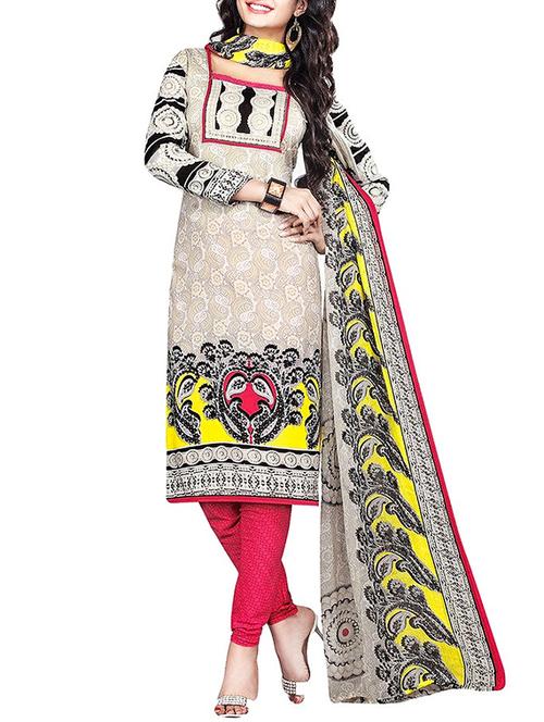 printed art crepe unstitched suit set - 9810972 - Very Small Image - 1
