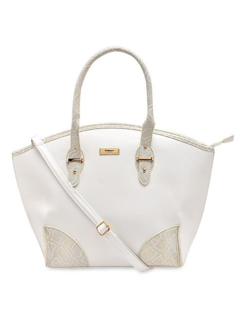 white leatherette structured handbag with sling - 9811462 - Very Small Image - 1