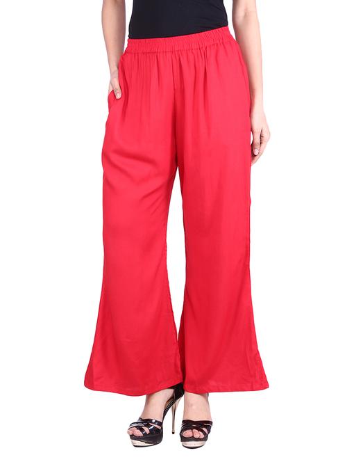 solid red rayon palazzos - 9811679 - Very Small Image - 1