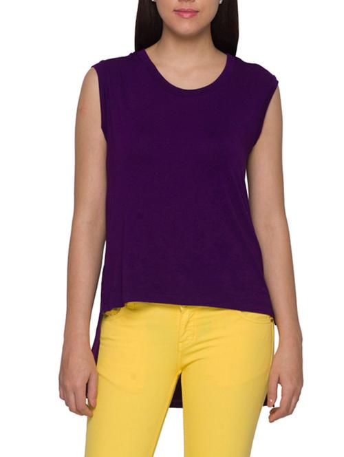 purple asymmetric plain viscose top - 981257 - Very Small Image - 1