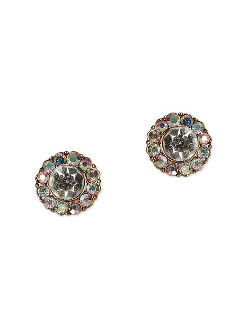 golden colored studs, embellished with stone work - 9813384 - Very Small Image - 1