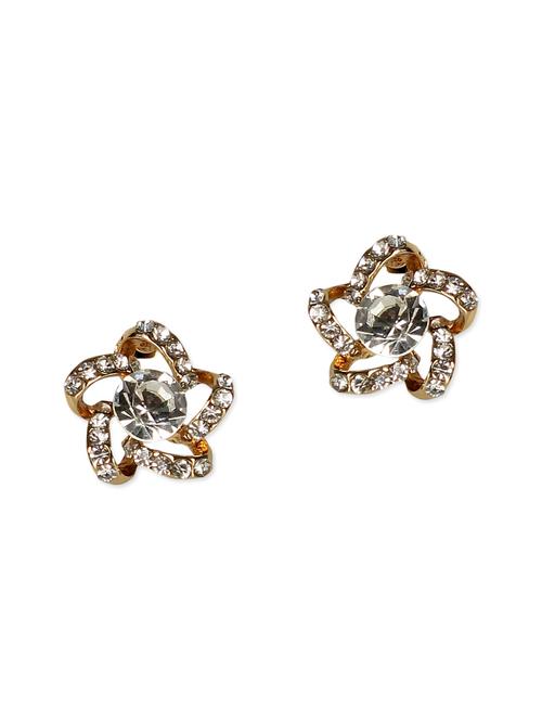 golden colored studs, embellished with stone work - 9813433 - Very Small Image - 1
