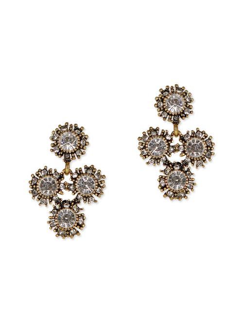 golden colored studs, embellished with stone work - 9813448 - Very Small Image - 1