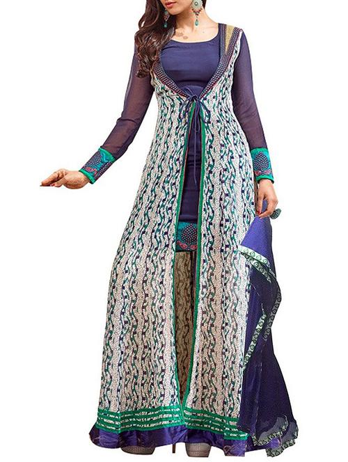 blue georgette suit - 9813593 - Very Small Image - 1